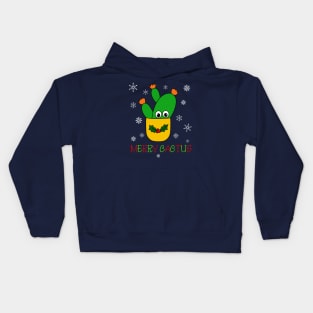 Merry Cactus - Opuntia Microdasys Cactus In Christmas Holly Pot Kids Hoodie